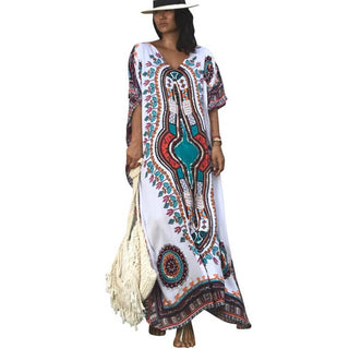 Multicolor Boho Kaftan Swim Cover Up Dress - Bsubseach