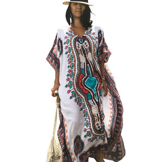 Multicolor Boho Kaftan Swim Cover Up Dress - Bsubseach