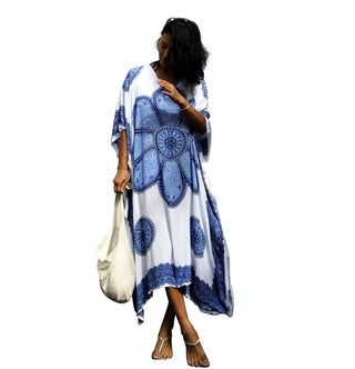 Multicolor Boho Kaftan Swim Cover Up Dress - Bsubseach