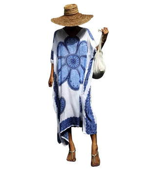 Multicolor Boho Kaftan Swim Cover Up Dress - Bsubseach