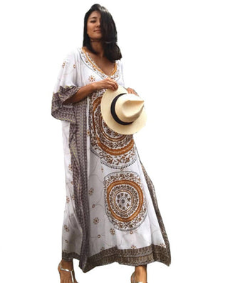 Multicolor Boho Kaftan Swim Cover Up Dress - Bsubseach