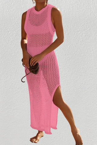 pink crochet dress bikini with cover up