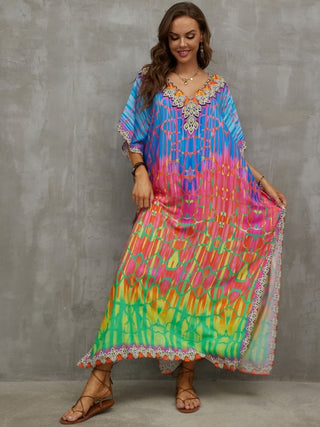 Plus Size Kaftan Swim Cover Up Dress - Bsubseach