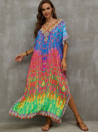 Plus Size Kaftan Swim Cover Up Dress - Bsubseach