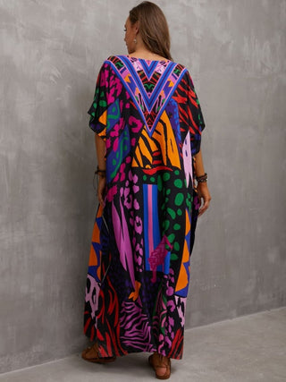 plus size kaftan swim cover up colorful beach dress