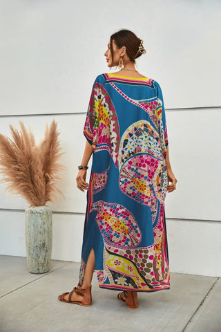 Plus Size V Neck Summer maxi Kaftan Dress - Bsubseach