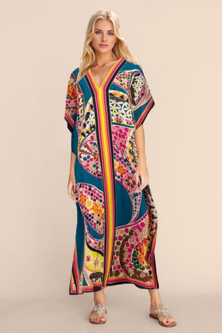 Plus Size V Neck Summer maxi Kaftan Dress - Bsubseach