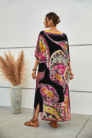 Plus Size V Neck Summer maxi Kaftan Dress - Bsubseach