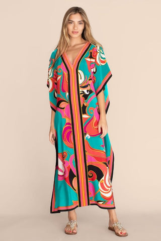 Plus Size V Neck Summer maxi Kaftan Dress - Bsubseach