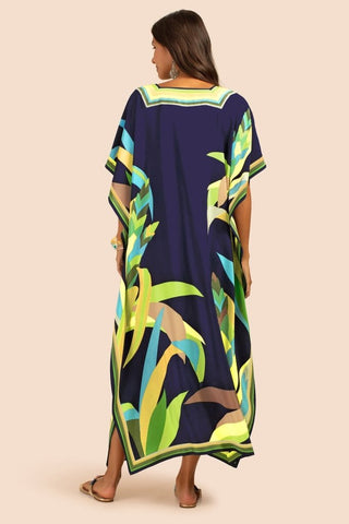 Plus Size V Neck Summer maxi Kaftan Dress - Bsubseach