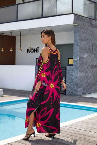 Print Beach Kaftan: Women's Swim Cover - Up Dress - Bsubseach