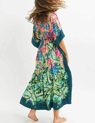 Print Kaftan Floral Summer Maxi Dress - Bsubseach