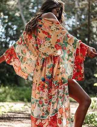 Print Loose Swimsuit Cardigan Cover Up - Bsubseach