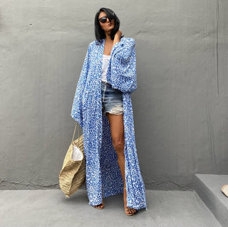 Print Loose Swimsuit Kimono Cover Up - Bsubseach