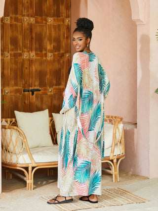 Print Loose Swimsuit Kimono Cover Up - Bsubseach