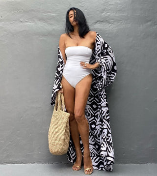 Print Loose Swimsuit Kimono Cover Up - Bsubseach