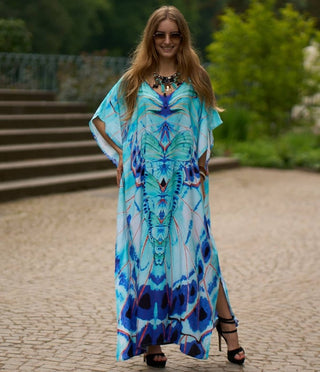 Print Swimsuit Butterfly Kaftan Cover Ups - Bsubseach