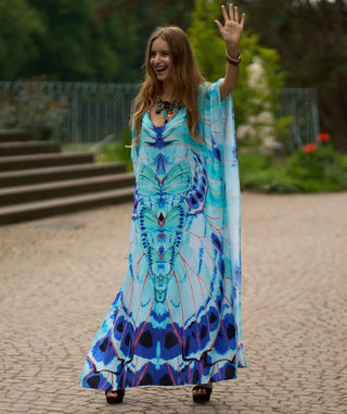 Print Swimsuit Butterfly Kaftan Cover Ups - Bsubseach