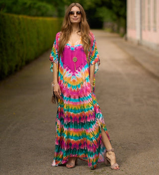 Print Swimsuit Butterfly Kaftan Cover Ups - Bsubseach