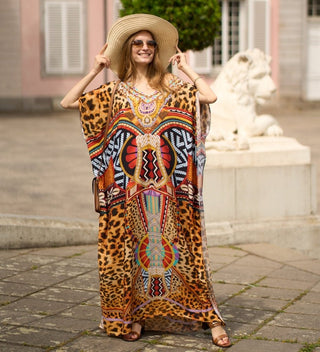 Print Swimsuit Butterfly Kaftan Cover Ups - Bsubseach