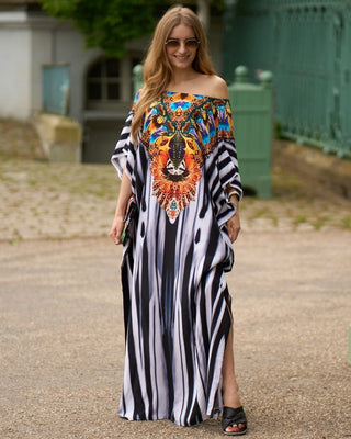 Print Swimsuit Butterfly Kaftan Cover Ups - Bsubseach