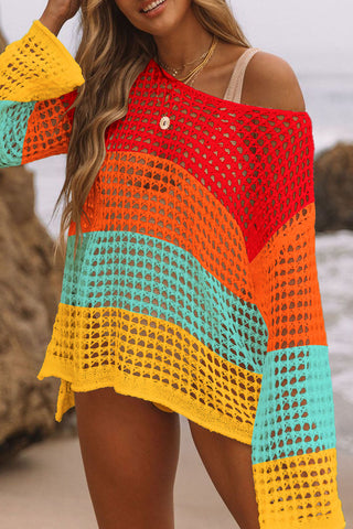 rainbow beach crochet dress sexy bikini cover ups