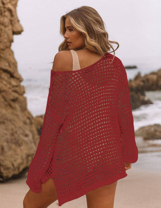 red crochet top bruise cover up