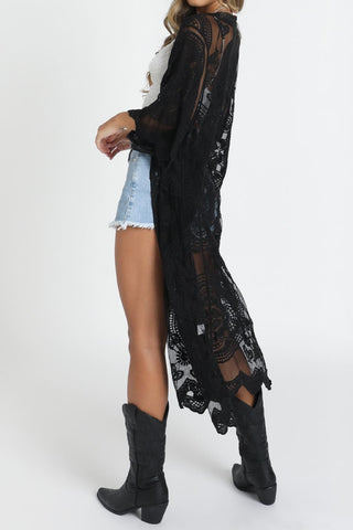 black lace kimono cardigan sexy bikini cover ups