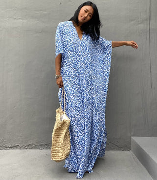 short sleeve kaftan dress blue bathing suit cover up