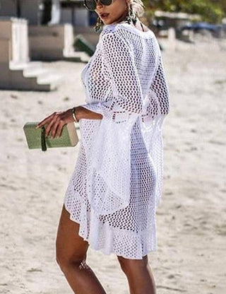 Solid Knit Drawstring Women Beach Cover Ups - Bsubseach