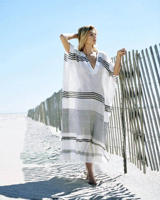 Striped Turkish Long Flowy Beach Dresses - Bsubseach