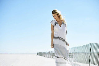 Striped Turkish Long Flowy Beach Dresses - Bsubseach