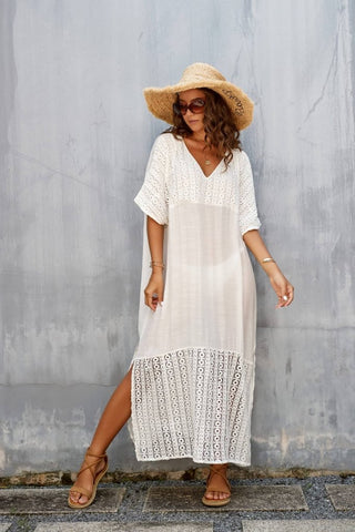 Tassels Casual White Beach Dress - Bsubseach