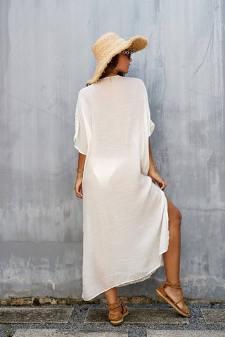 Tassels Casual White Beach Dress - Bsubseach