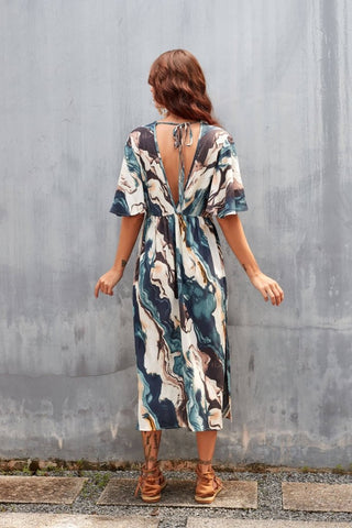 Tie Dye Side Split Kaftan: Beach Cover Up & Vacation Dress - Bsubseach