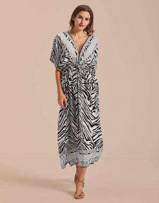 V Neck LoungeWear Swimsuit Caftan Coverups Dress - Bsubseach