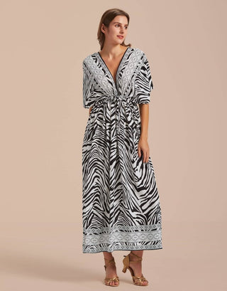 V Neck LoungeWear Swimsuit Caftan Coverups Dress - Bsubseach