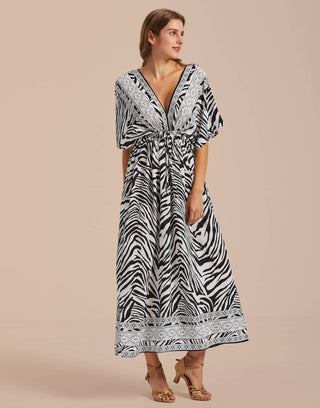 V Neck LoungeWear Swimsuit Caftan Coverups Dress - Bsubseach