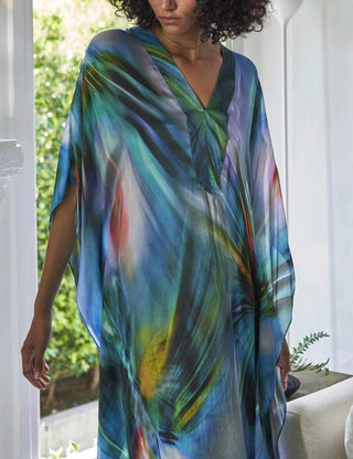 V - Neck Swimsuit Kaftan Long Beach Dress - Bsubseach