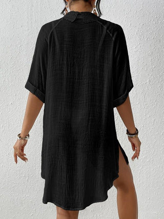 White &Black Bikini Button Down Shirt Cover Up - Bsubseach