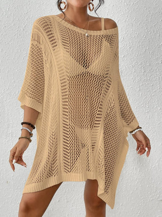 White Crochet Beach Cover Up: Sexy Batwing Knit - Bsubseach