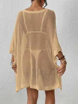 White Crochet Beach Cover Up: Sexy Batwing Knit - Bsubseach