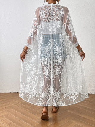 white lace kimono bathing suit cover ups