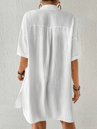 White/black Beach Shirt Dress Cover up - Bsubseach