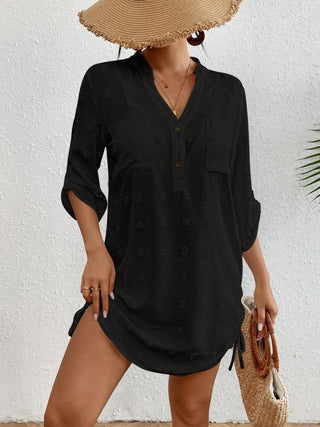 Women Button Down Bathing Suit Beach Dress - Bsubseach