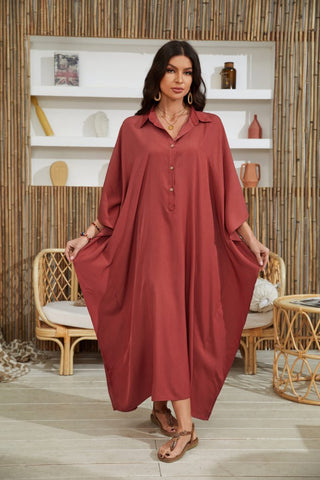 Women Casual 3/4 Sleeve Maxi Kaftan Dress - Bsubseach