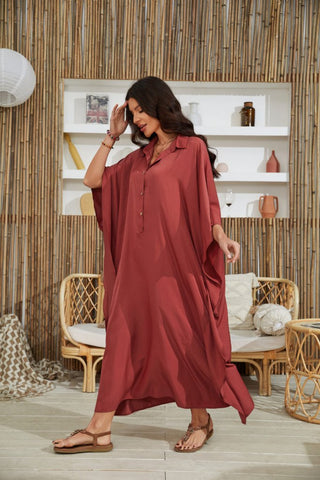 Women Casual 3/4 Sleeve Maxi Kaftan Dress - Bsubseach