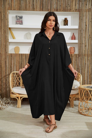 Women Casual 3/4 Sleeve Maxi Kaftan Dress - Bsubseach