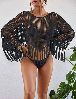 Women's Beach Long Sleeve Crochet Swimsuit Cover - Up - Bsubseach