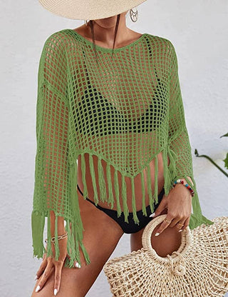 Women's Beach Long Sleeve Crochet Swimsuit Cover - Up - Bsubseach